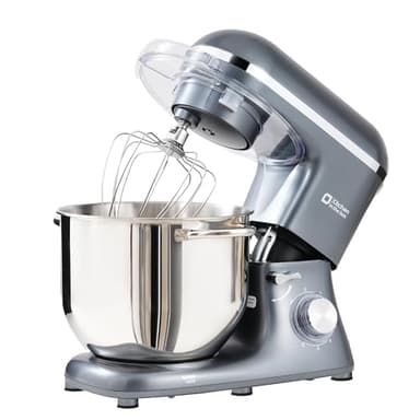 Kitchen in the box Impastatrice Planetaria, 7,5 Litri Impastatrice Professionale 1400W, 6 Velocità con Uncino Impastatore, Mescolatore e Frusta Sbattitrice (Grigio)