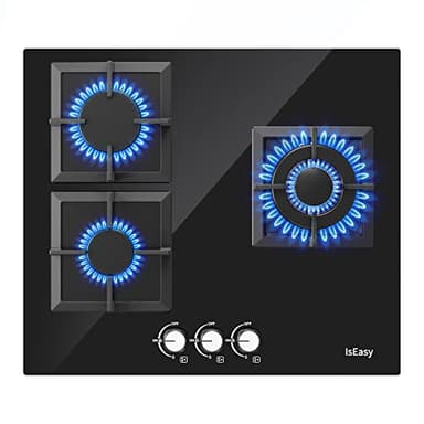 Piano Cottura a Gas, Piano cottura 3 fuochi gas incasso, Adatto per LPG e NG (7750W)