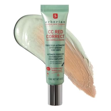 Erborian - CC Red Correct Crema Tinta Anti-Rossore - Trattamento Viso Perfettore di Teint con Correzione Colorimetrica - Teint Uniforme - SPF 25 - Trattamento Cosmetico Coreano - 15ml