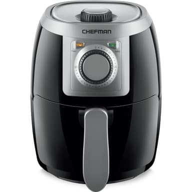 Friggitrice ad aria piccola Chefman TurboFry 2 Litri, compatta, timer 60 minuti per cottura veloce, patatine fritte, pollo, carne, pesce, verdure, parti antiaderenti lavabili in lavastoviglie, nera