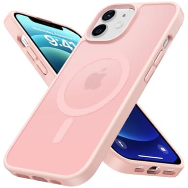 Cover Magnetica per iPhone 12/12 Pro 6,1 Pollici Compatibile con MagSafe, Custodia Traslucida Opaca Bumper Sottile Antiurto Glassata Cellulare Case Anti Impronte, Rosa