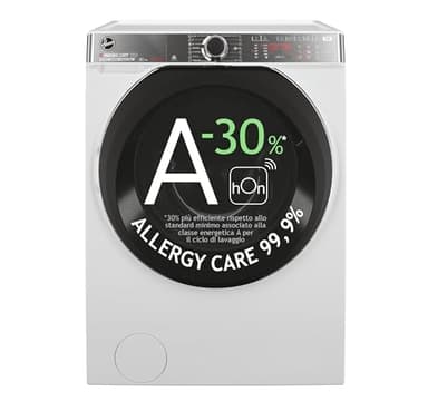 Hoover, H-WASH&DRY 550 H5DPB 485BC91-S, Lavasciuga a carica frontale, 8+5 KG, Classe D, 1400 giri, 76 dB, Cicli Rapidi, Partenza Ritardata, Vapore, 16 programmi, Bianco, AxLxP 85x60x54 cm