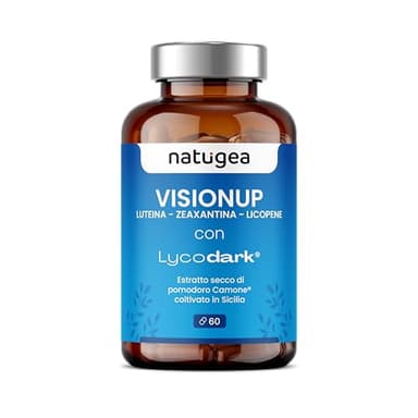 Luteina e Zeaxantina - Integratore occhi Lutemax arricchito con pomodoro Camone siciliano tit. in licopene, mirtillo nero e vitamina C da agrumi. Vegano ad Alto Dosaggio. VISONUP®