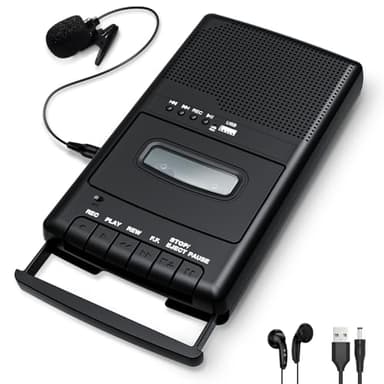 Lettore di Cassette Shoebox, Registratore Audio Portatile | Convertitore da Cassetta a Digitale USB | Lettore di Cassette su Chiavetta USB con Maniglia Retrattile, Microfono Indipendente, Altoparlante
