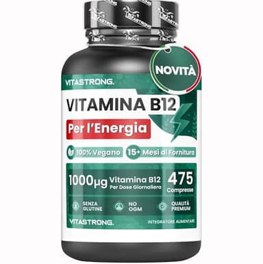 Vitamina B12 1000mcg Vegana, 475 Compresse, 1 al Giorno (Scorta 15+ Mesi) B12 Vitamina per Energia, Stanchezza e Sistema Immunitario, Vit B12 di Alta Qualità, Vitamina B 12 Cianocobalamina Senza OGM