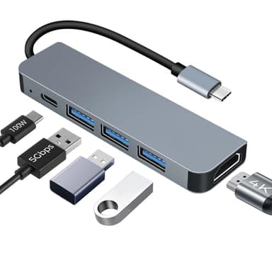 Hub USB C HDMI 4K PD 100W, 5 in 1 Docking Station USB C, 3 USB-A hub USBC, Adattatore USBC Dock per MacBook Pro/Air, iMac, iPad Pro, iPhone serie 16/15,Samsung
