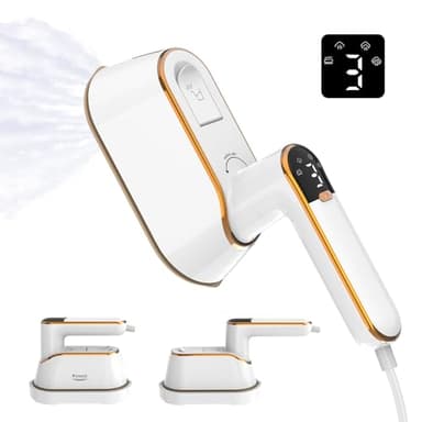 Ferro da Stiro Verticale - Stiratrice Verticale Schermo LCD 2 in 1 1200W 15S Riscaldamento Rapido con Capacità 110ml Ferro da Vapore Togliere le Pieghe Facile e Veloce per Viaggi e Casa (Bianco)