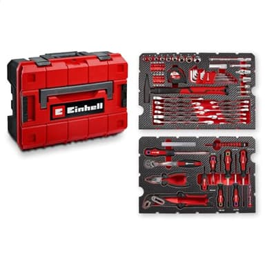 Einhell E-CASE originale da 80 pezzi (set di utensili di alta qualità in una robusta valigetta di plastica impilabile, ideale come attrezzatura di base per la casa e l'officina)