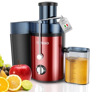 Centrifuga Frutta e Verdura, 3 Velocità di Regolazione, 800W Estrattore Frutta e Verdura con 75 MM Bocca Larga, Facile da Pulire, Acciaio Inossidabile Senza BPA (Rosso-60)