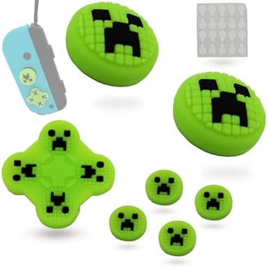 MatoSan® Set di Adesivi per Tasti e Copri Thumbstick per Nintendo Switch e OLED - Cappucci in Silicone per Joy Con - Verde - Caps Joystick Nintendo Switch - Copri Joy Con - Adesivi Switch