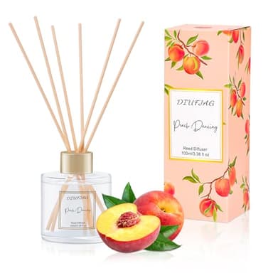 Profumatore per Ambienti 100ml - Pesca,Diffusore Profumo Ambiente con 6 Bastoncini di Fragranza,Diffusore di Fragranze per Bagno,Appartamento,Decorazione Della Casa