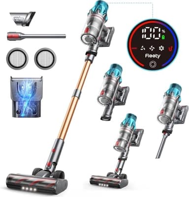 Aspirapolvere Senza Fili 550W/45KPa/60Mins Scopa Elettrica Senza Fili Potente OLED Smart Aspirapolvere Verticale con Luce LED e Carica a Parete per Pavimenti Tappeti Peli di Animalili