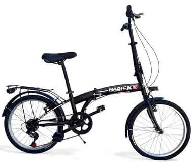 MADICKS Bicicletta Pieghevole 20" Folding Nera · City Bike Unisex con Cambio 6 Velocità · Telaio Robusto · Design Made in Italy · Comoda e Pratica per Uso Urbano e Spostamenti Quotidiani