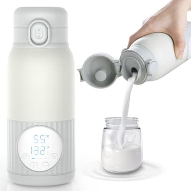 Scaldabiberon portatile per bambini in viaggio, batteria da 380 ml, per latte materno, acqua 10000 mAh, riscaldamento rapido, controllo preciso della temperatura 100W lunga durata della (Grigio-verde)