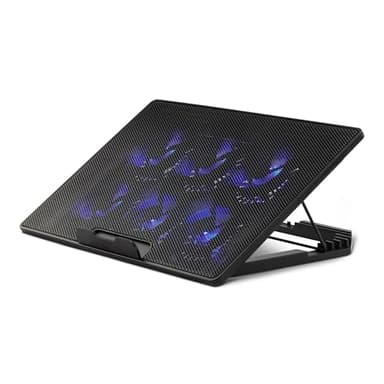 Amazon Basics Base di Raffreddamento per Laptop con 6 Ventole Silenziose, per Laptop da 12-17", con Porte USB A e USB C, Regolabile in Altezza