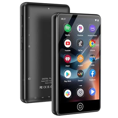 AGXOV Lettore MP3 144GB con Wi-Fi e Bluetooth, Lettore MP4 con schermo touch da 4,02 pollici, Lettore musicale Android con Spotify, Amazon Music, Deezer, Radio FM, Registratore vocale, E-book (Nero)