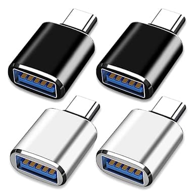 Adattatore da USB C a USB[4 Pezzi], Adattatore USB C USB Adattatore USB Type C Thunderbolt 4/3 a USB 3.0, USB C to USB per MacBook Pro 2021 MacBook Air 2020, Galaxy S9/S8, Dell XPS(2Nero e 2Argento)