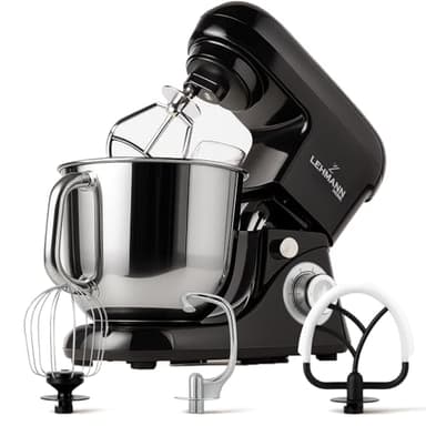 Lehmann Impastatrice Planetaria, 2200 W, Robot da Cucina Multifunzione Planetaria 5 Litri con Ciotola in Acciao Inossidabile, 6 Velocità, Pulse, 3 Ganci di Miscelazione
