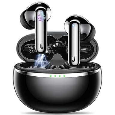 Cuffie Bluetooth, Auricolari Bluetooth 5.3 In Ear Sport con 4 HD Mic ENC Cancellazione Rumore IPX6 Impermeabile Hi-Fi Stereo Touch Control 32 Ore USB-C Cuffiette Senza Fili per iOS Android, Nero(2025)