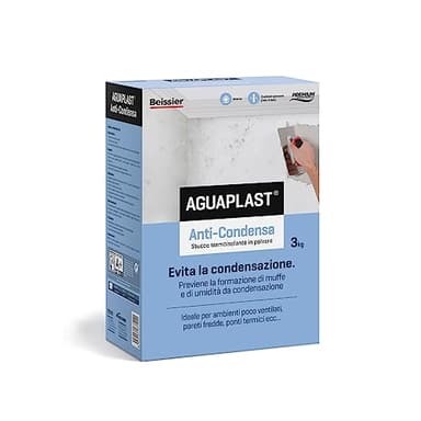 Aguaplast Anticondensa Stucco Termoisolante 3 kg – Protettivo Anti-Condensa e Anti-Muffa, Riduce Ponti Termici e Riverbero Acustico, Facile Applicazione a Spatola