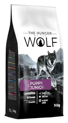The Hunger of the Wolf Cibo secco per cuccioli e cani giovani di tuttle le razze, linea delicata senza cereali a base di riso e agnello - 14 kg