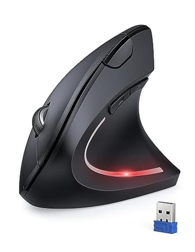 TECKNET Mouse Verticale, 4800 DPI Mouse Wireless Ergonomico, Protegge Il Braccio, Mouse Senza Fili 6 Pulsanti per PC, Computer Portatile, Mac, Nero