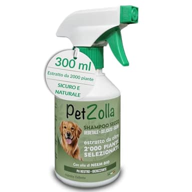 Shampoo secco per cani senza risciacquo 300 ml Idrata e igienizza, Shampoo a secco per cani naturale con olio di neem, argan e timo, sicuro anche per cuccioli - Made in Italy