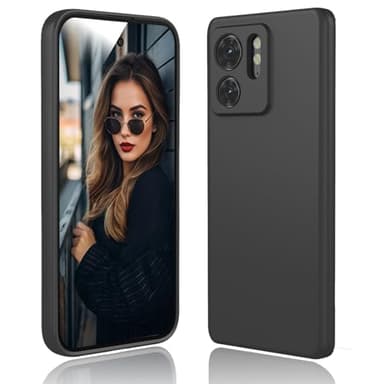 DESSEN Cover per Motorola Moto Edge 40 - Liquido Silicone Custodia con Fodera Microfibra Antigraffio Morbida TPU Antishock Protettiva Case Sottile e Flessibile Cover, Nero