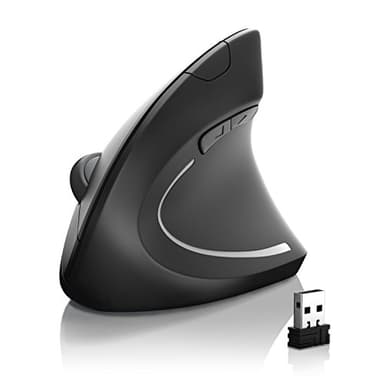 CSL - Mouse Verticale Wireless - L'originale CSL Modello TM137U Ottico - 6 Tasti - Design ergonomico - Tunnel Carpale e tendinite addio - Doogle USB alloggiato sotto il mouse - Nero