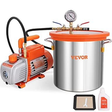 VEVOR Kit Pompa per Vuoto Monostadio Velocità 1440 giri/min Capienza dell'Olio 250mL, Kit di Pompa con Camera Vuoto Coperchio Vetro Potenza 150W Dimensioni 29 x 12 x 22 cm Spostamento d'Aria 100L/min
