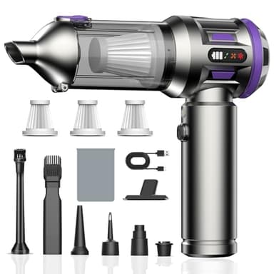 Kedifoai Aspirabriciole Senza Fili, 25000Pa Aspirapolvere Auto, Aspirapolvere Portatile con Motore Brushless, Batteria da 6000 mAh, Mini Aspirapolvere Con Display a LED, per Auto, Peli di Animali