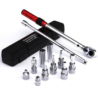 MOCINE Chiave dinamometrica 3/8", 5-60 Nm, set di chiavi dinamometriche per bicicletta e candela 13 pezzi, inclusa asta di prolunga da 250 mm, adattatore da 3/8" a 1/2" e 1/4", manicotto per candela