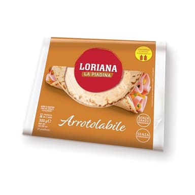 Loriana Piadina, Arrotolabile, Morbida e Sottile, Senza Conservanti e Grassi Idrogenati, con Farina di Grano Romagnolo, 4x300g