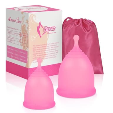 ACWOO Coppetta Mestruale, 2 PCS Menstrual Cup in Silicone Medicale, Anallergica, Riutilizzabile Coppette Mestruali,1 Borsa da Trasporto, Coppa Mestruale per Igiene Intima, Morbido Comoda