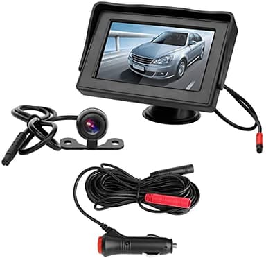 Telecamera Posteriore per Auto Telecamera di Retromarcia con Monitor LCD da 4,3",12 V-24 V Assistenza al Parcheggio, Visione Notturna, Impermeabile, Adatto per Autobus/Camion/Camper/Furgone