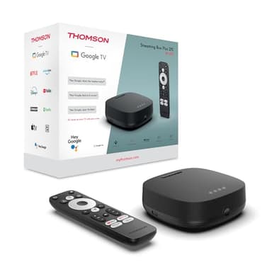 THOMSON Streaming Box Plus 270, Google TV, 4K UHD, Controllo Vocale, Assistente Google, Google Cast, Netflix, Disney Plus, Wi-Fi, Alimentatore Con Prese Multiple, 3 GB RAM, 32 ROM