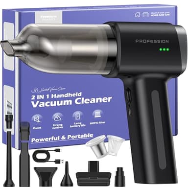 Bemkia Aspirabriciole Senza Fili, 21000Pa Potente Mini Aspirapolvere Portatile con 2 Filtri, Aspiratore per Auto, Casa, Animali Domestici e Spazi Ristretti (Nero)