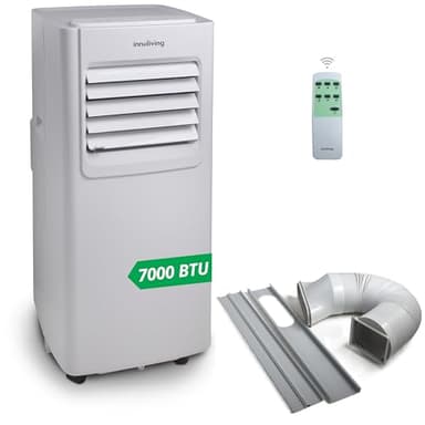 Innoliving Condizionatore Portatile 7000/9000 / 12000BTU, 3 Funzioni Raffreddamento, Ventilazione, Deumidificazione, Timer 24h, Telecomando, Display LED, Gas Naturale R290, Fino a 30mq (7000 BTU)