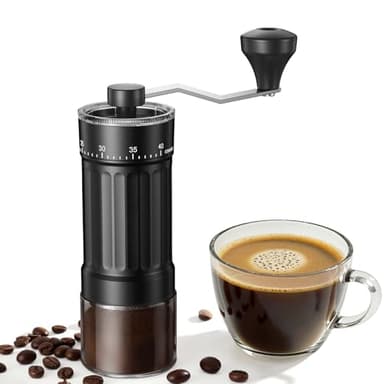 Mini Macinacaffè Manuale con 40 Impostazioni Regolabili, Macina Caffè Manuale Portatile con Capacità di 30g, Macinino Conica con Manovella per Viaggio, Campeggio, Ufficio, Espresso, Pour Over