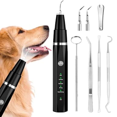 Ni-SHEN Kit per la rimozione della placca Dentale, per la Pulizia dei Denti a ultrasuoni per Animali Domestici, per tartaro e Macchie, Adatto per Cani e Gatti (Nero)