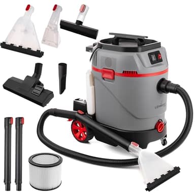 LEHMANN Primewash 2800 Lavatappeti 3 in 1, Aspirapolvere Lava Tappeti e Divani con Acqua Calda 60°C, Aspirazione Umido/Secco, Serbatoio 35 L, per Tessuti, Pavimenti e Vetri, Grigio