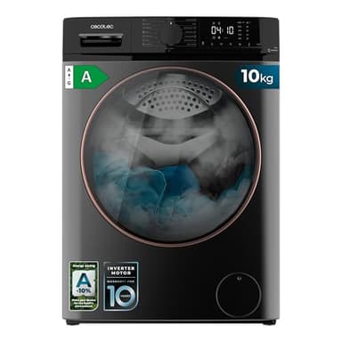 Cecotec Lavatrice a Carica Frontale 10 Kg Bolero Dresscode 10610 Inverter Steel A. 2000W, 1400 RPM, Classe A, Steam Max, Motore Inverter Plus, 15 Programmi, Onsmart, Fuzzy Logic, Smooth Wash, Stop&Go