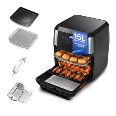 Avilia Forno Multifunzione Friggitrice ad Aria XXL 15Litri - Air Fryer Risparmio Energetico, Senza Olio con 10 Funzioni su LED Display,1700W