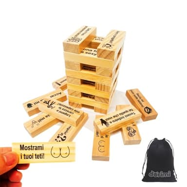 DORIMI Italiano Gioco Erotico Torre in Legno 48 Pezzi – Giochi Hot per Adulti, Torre della Passione Piccante, Giochi Erotici Coppie, Gioco di Coppia in Italiano (48 pezzi)
