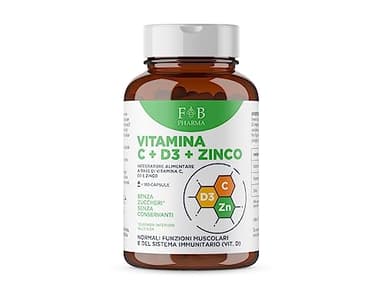FB Pharma - Integratore di Vitamina C + Zinco + Vitamina D3 - Alto dosaggio, 180 capsule - Formula studiata in Italia