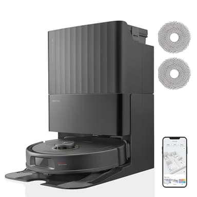 roborock Qrevo Pro Set Robot Aspirapolvere e Lavapavimenti, Retrattile Mop Autopulente con Acqua Calda, Aspirazione 7000 Pa, Doppio Panno Rotante, Evitamento Ostacoli 3D, Nero