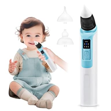 Aspiratore nasale per bambini, aspiratore nasale elettrico, aspiratore nasale, aspiratore nasale con 6 livelli di aspirazione e 2 consigli in silicone per neonati e neonati (blu)