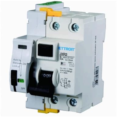INTERRUTTORE MAGNETOTERMICO DIFFERENZIALE SALVAVITA A RIARMO AUTOMATICO, 2P, MONTAGGIO SU BARRA DIN, 3 MODULI, 30mA, 10KA, RCBO, 240VAC