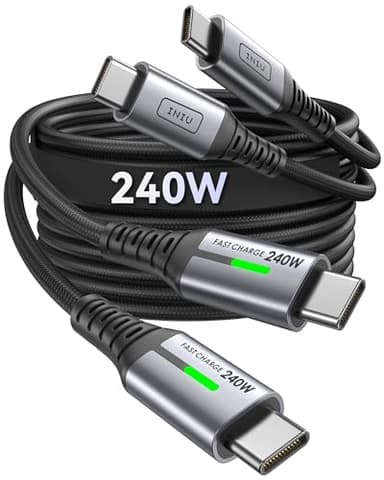 INIU Cavo USB C a C, 240 W, confezione da 2, cavo di ricarica ad alta velocità tipo C, cavo USB C intrecciato per ricarica rapida per Phone 16 Pro Max 15 Plus Samsung Galaxy S24 Ultra S23 S22 Macbook