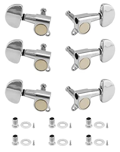 QWORK 6PCS 3L3R meccaniche chitarra acustica, piroli chitarra acustica, per chitarre elettriche o acustiche, argento elettrolitico